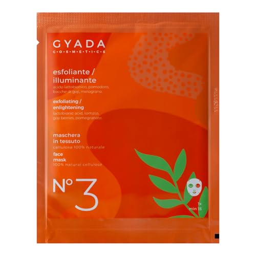GYADA COSMETICS, Mascarilla facial de tejido exfoliante e iluminante, indicada para pieles apagadas y opacas, promueve la renovación celular, para una piel sana y brillante, con Urea y Aloe Vera 15 ml