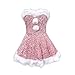 Womens Christmas Sexy Santa Outfits Mrs Claus Costume Sexy Bell Choker New Year Fashion Christmas Hat and Dress Pink Small