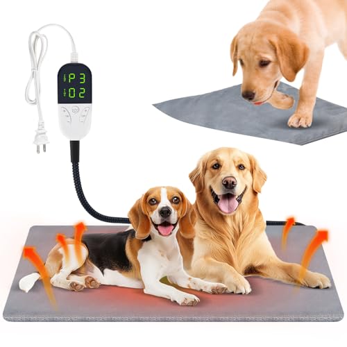 Smart Cat Heating Pad with Pressure Activated – Temperature Adjustable Heated Dog Bed with Timer - 17x24 inches - 30W - Pressure Activated Work for Pets Over 10 lbs