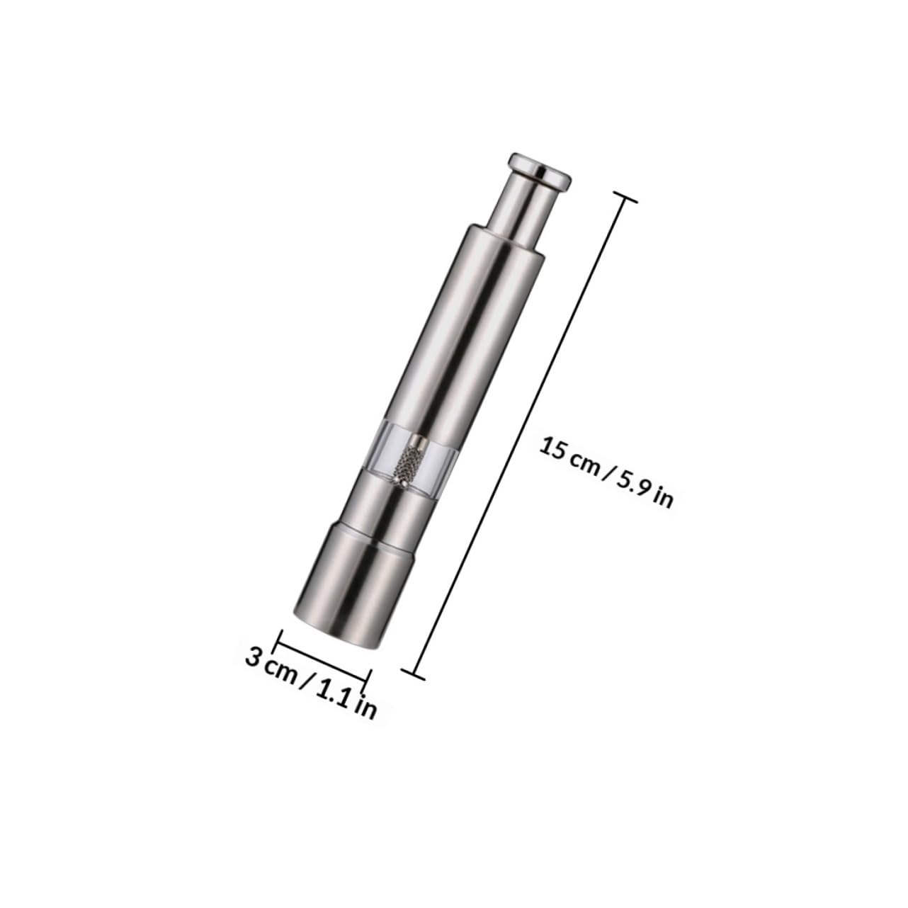 GALPADA Manuelle und Sichtfenster in Silber Pfeffermühle aus Edelstahl mit Push Bedienung für Küche und Professionellen Gebrauch