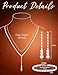 LOYALLOOK Crystal Silver Necklace and Earrings with Crystal Bracelet for Women Teardrop Dangle Earrings Rhinestone Necklace Bracelet for Bride Bridesmaid Bridal Wedding Party Jewelry Sets Style D