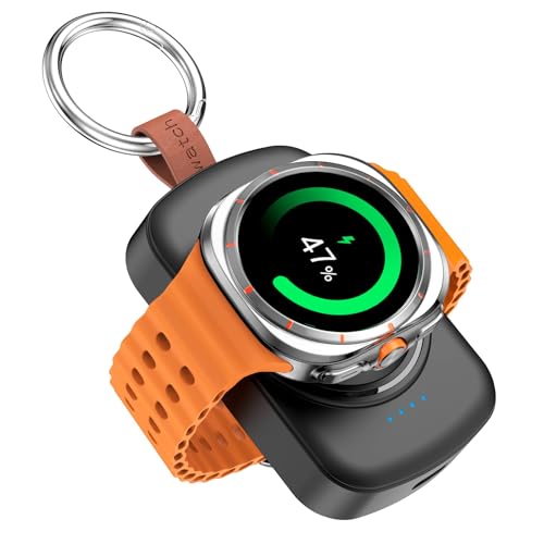 ACEQINGSE for Samsung Galaxy Watch Charger,1800mAh Portable Charger for Samsung Galaxy Watch 8/8 Classic/7/Ultra/6/6 Classic/5/5 Pro/4/3,Active 2/1,Wireless Magnetic (Black)