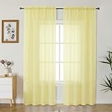 Gwine Light Yellow Sheer Curtains 84 Inches Long 2 Panels Set for Living Room, Rod Pocket Voile Bedroom Curtains, Light Filtering Solid Window Sheer Panels, Each 42Wx84L