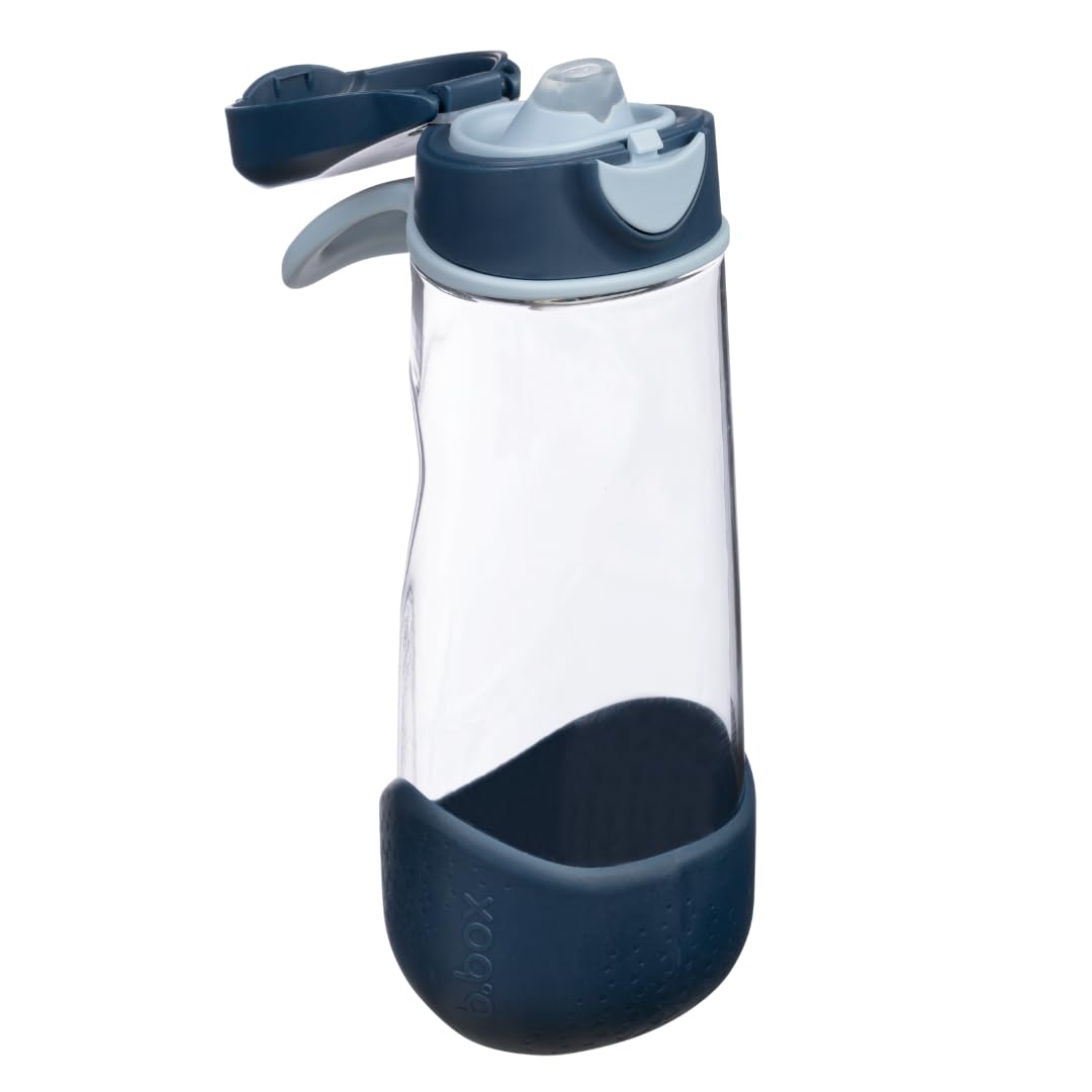 B.box Midnight Sport Spout Drink & Water Bottle | Easy Grip Bottle And Leakproof Lid | Cool Modern Child Friendly Design, Tilt And Sip | 600Ml