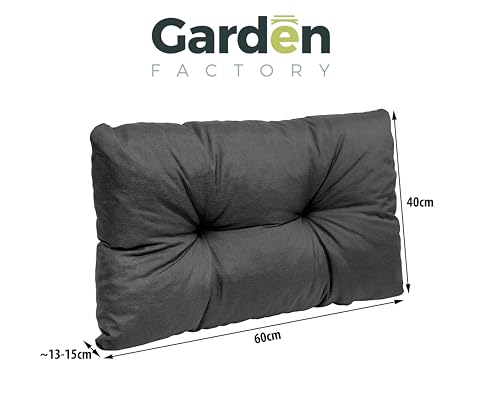 Garden Factory Cojines para palets, Cojín de palé, Cojines para Sofas de palets Asiento, Respaldo o Juego (Cojin de Esquina 60x40 Antracita) - imagen 3