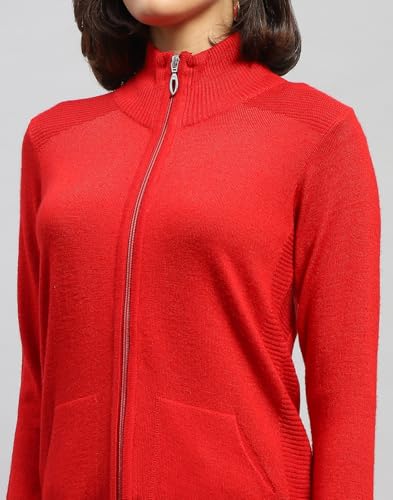 Image of Monte Carlo Women Regular Fit Full Sleeve Solid T Neck Winter Cardigan (Pack of 1)