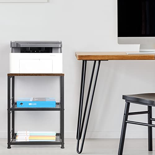 Side Table Living Room End Table With Wheels Industrial Nightstand 3 Tier Bedside Tables With Storage Shelves Mobile Side End Table For Small Space Wood Square Tables For Bedroom Farmhouse Brown #TOP5