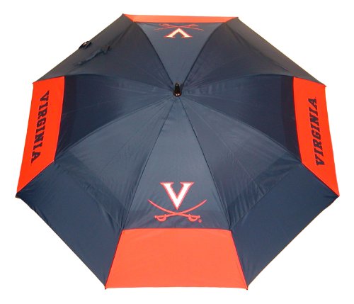 Team Golf NCAA Virginia Cavaliers 62" Golf Umbrella with Protective Sheath, Double Canopy Wind Protection Design, Auto Open Button