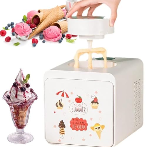 Eismaschine, 120W Frozen Yoghurt Sorbet Maker, Softeismaschine mit Touch-Steuerung, Frozen Yoghurt Sorbet Maker mit 1000ml Fassungsvermögen, Leicht zu reinigen, zur Herstellung von Eiscreme(White)