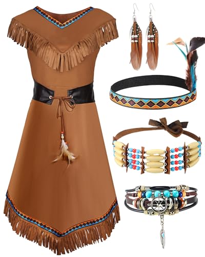Haysandy Native Indian Costume Accessory Women American Costumes for Girl Cosplay Dress Party Supply (XL)