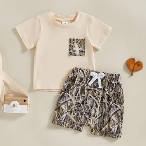 Toddler Baby Boy Hunting Outfits Duck Jungle Camo Short Sleeve T Shirt Shorts Set Casual Summer Clothes 2Pcs2