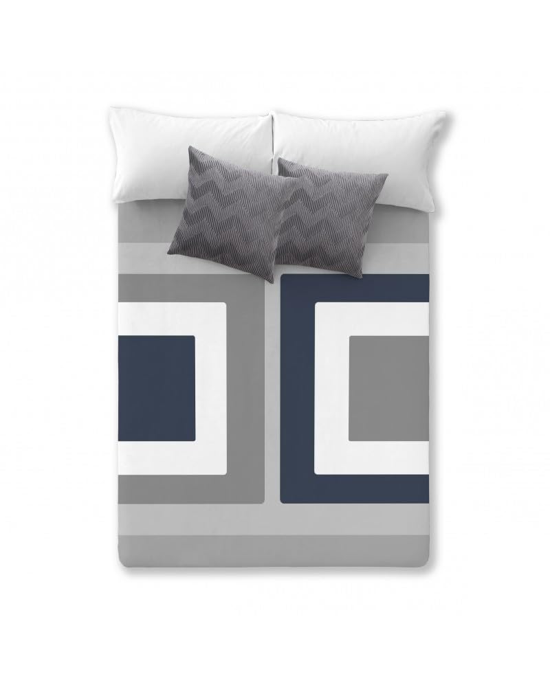 Manterol Manta VIP 584 Cuadros Azul y Gris de Terciopelo para Invierno. (Cama 135 (220 x 240 cm.))