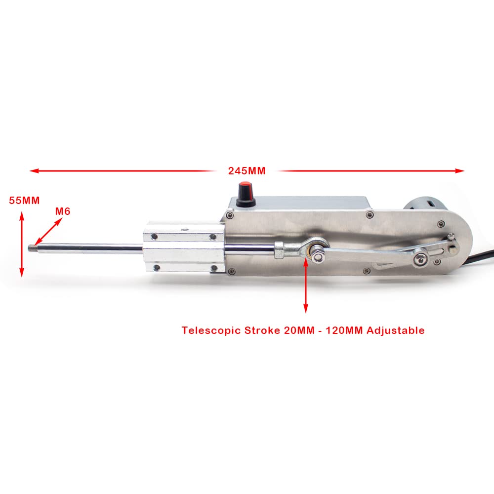 Actuador Lineal de Ciclo Alternativo, Motor Telescópico, Carrera de Varilla de Empuje Y Tracción Automática Multifuncional 20mm-120mm Ajustable (70RPM)