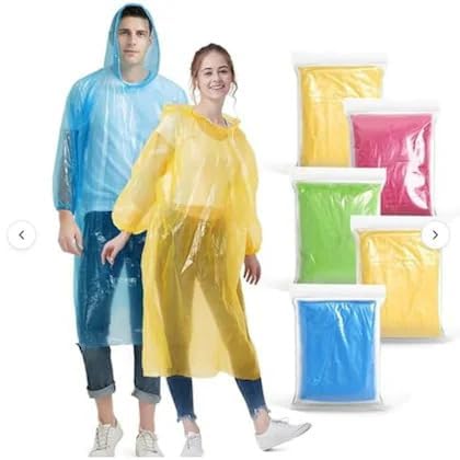 Disposable Rain Poncho with Hood for Adults, Multicolour-picture-25