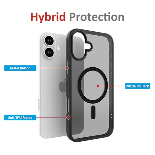 Image of for iPhone Case 16 Plus, [Anti-Yellowing Technology] [Military Grade Drop Protection] Shockproof Slim Hybrid Phone Case for iPhone 16 Plus - Carbon Black