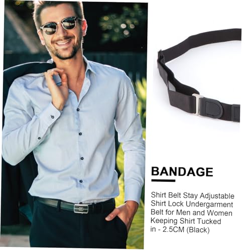 BESPORTBLE Adjustable Non-Slip Shirt Belt Stay for Men and Women 2.5CM Elastic Locking Underwear Belt for Keeping Shirts Tucked In Black4