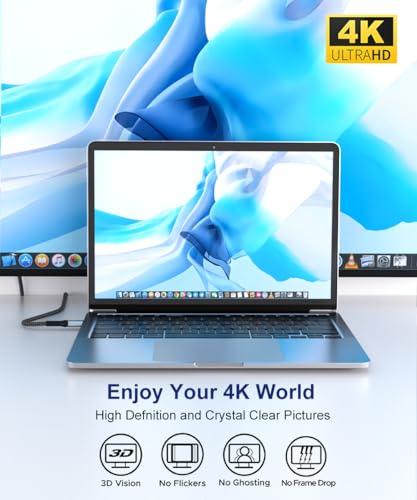 Cable USB C a HDMI de 15 pies 4K compatible con Thunderbolt 4 para Surface 4