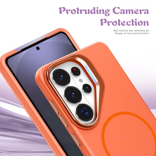 Coque Samsung S26 orange silicone rigide support arriere et photo