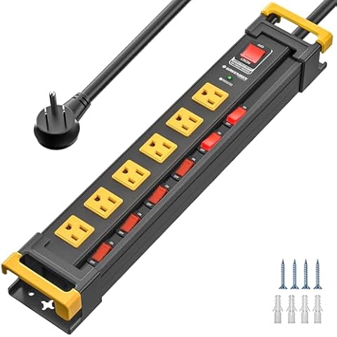 6 Outlet Heavy Duty Surge Protector Power Strip Cover