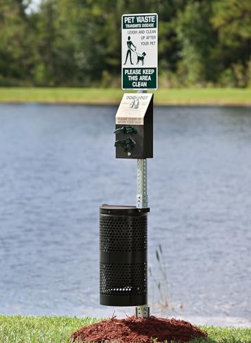 DOGIPOT 1003-BLK-L Pole Mounted Pet Waste Station,Black