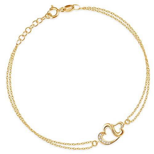 Maverton Herz Damen Armband 333 Gold - mit Herzen + personalisierte Geschenkbox mit Gravur - Geschenk für Frauen - Länge: 18 - 21 cm - 8 Karat Cover