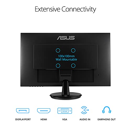 Asus 27” 1080P Monitor (Va27Dq) - Full Hd, Ips, 75Hz, Speakers, Adaptive-Sync/Freesync™, Low Blue Light, Flicker Free, Vesa Mountable, Frameless, Hdmi, Vga, Displayport, Tilt Adjustable, Black #TOP4