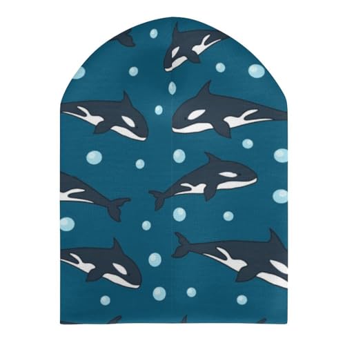 Whale Animal Pattern Kids Beanie Hat for for Girls Boys Children Cap Winter Knitted Chemo Cancer Headwear Accessories Gifts Decoration Black3