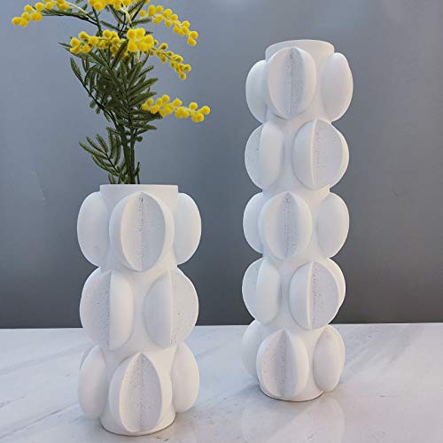 Zwart-witte Hars Vaas Thuis Woonkamer Studeerkamer Kantoor Tv Aanrecht Vaas Spiraal Gedroogde Bloem Simulatie Bloem Decoratieve Vaas 48x15x15cm, 30x15x15cm, 2 Stuks - Afbeelding 4