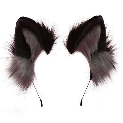 Image of VIGVAN Handmade Wolf Fox Ears Animal Cosplay Cute Head Accessories for Halloween