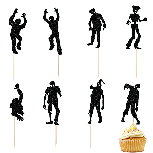 Zombie Cup Cake Topper-8 Pcs Horror Theme Zombie Cupcake Topper-Halloween Cupcake Topper-Halloween Cupcake Topper (Black) #TOP18