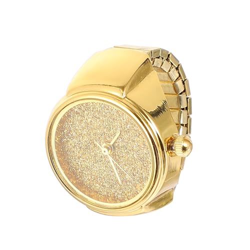 Montre bague quartz Zerodeko pailletée dorée avec son bracelet élastique chic