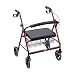 DMI Extra-Wide Heavy Duty Steel Bariatric Mobility Rollator Walker with Seat and Basket, Burgundy, Folding