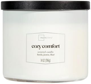 3-Wick Textured Wrapped Cozy Comfort Scented Candle, 14 Oz, Consistent and Smooth Burn, Highly Fragranced Candle, Vanilla, Jasmine, and Musk Scent Notes