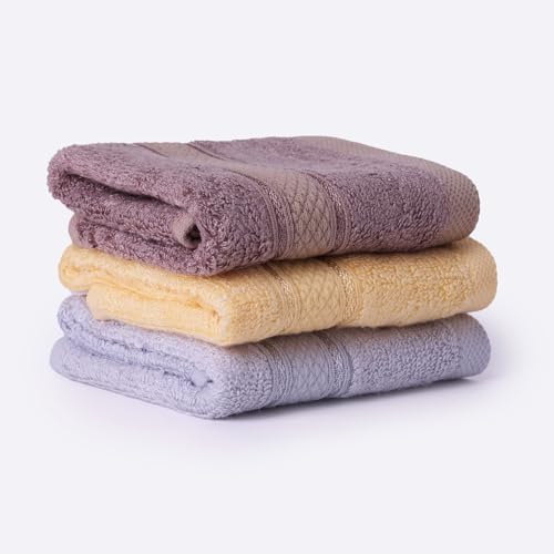 Image of Bamboo Soul Bamboo Face Towel | Ultra Absorbent & Super Soft | 30 x 30 cm - 550 GSM | Pack of 3 (Light Grey, Yellow, Dark Beige)