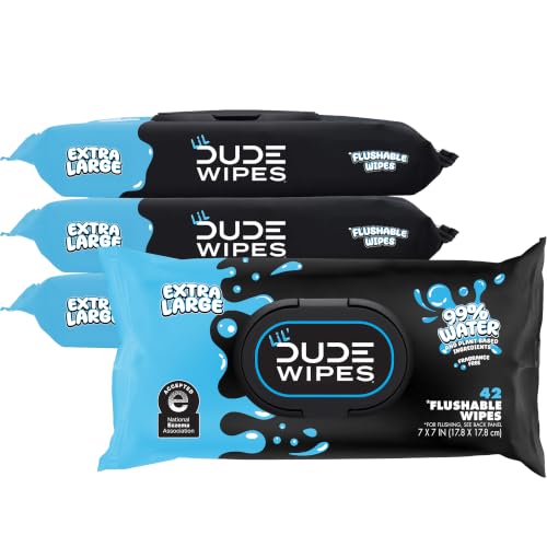LiL' DUDE Wipes Flushable Potty Training Water Wipes, Unscented, 168 Count