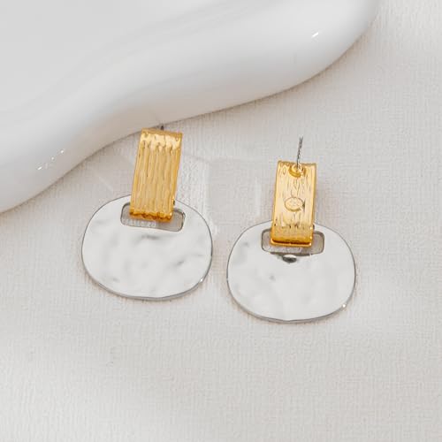 MUYAN Two Tone Hammered Dangle Earrings for Women Mixed Metal Jewelry by MUYAN - Used condition - Image 7