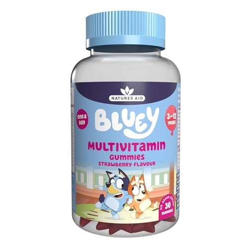 Bluey Kids Multivitamin Gummies - 14 Essential Vitamins & Minerals to Support Growing Bodies Immunity & Tiredness - Strawberry No Added Sugar Vegan Gluten Free - 30 Gummys for Children Ages 3-12