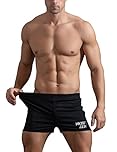 Muscle Alive Mens Gym Bodybuilding Workout Sports Shorts Fitness 3" Shorts Cotton Black M