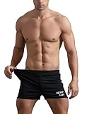 Muscle Alive Sporthose Herren Kurz Fitnessstudio Bodybuilding Turnhose Baumwolle Laufshorts Schwarz M