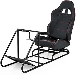 CO-Z Adjustable Racing Stand Cockpit Racing Simulator Heavy Steel Frame Racing Steering Wheel Stand Compatible with PS4 PS3 Xbox One Xbox 360 Logitech Thrustmaster (With Seat)