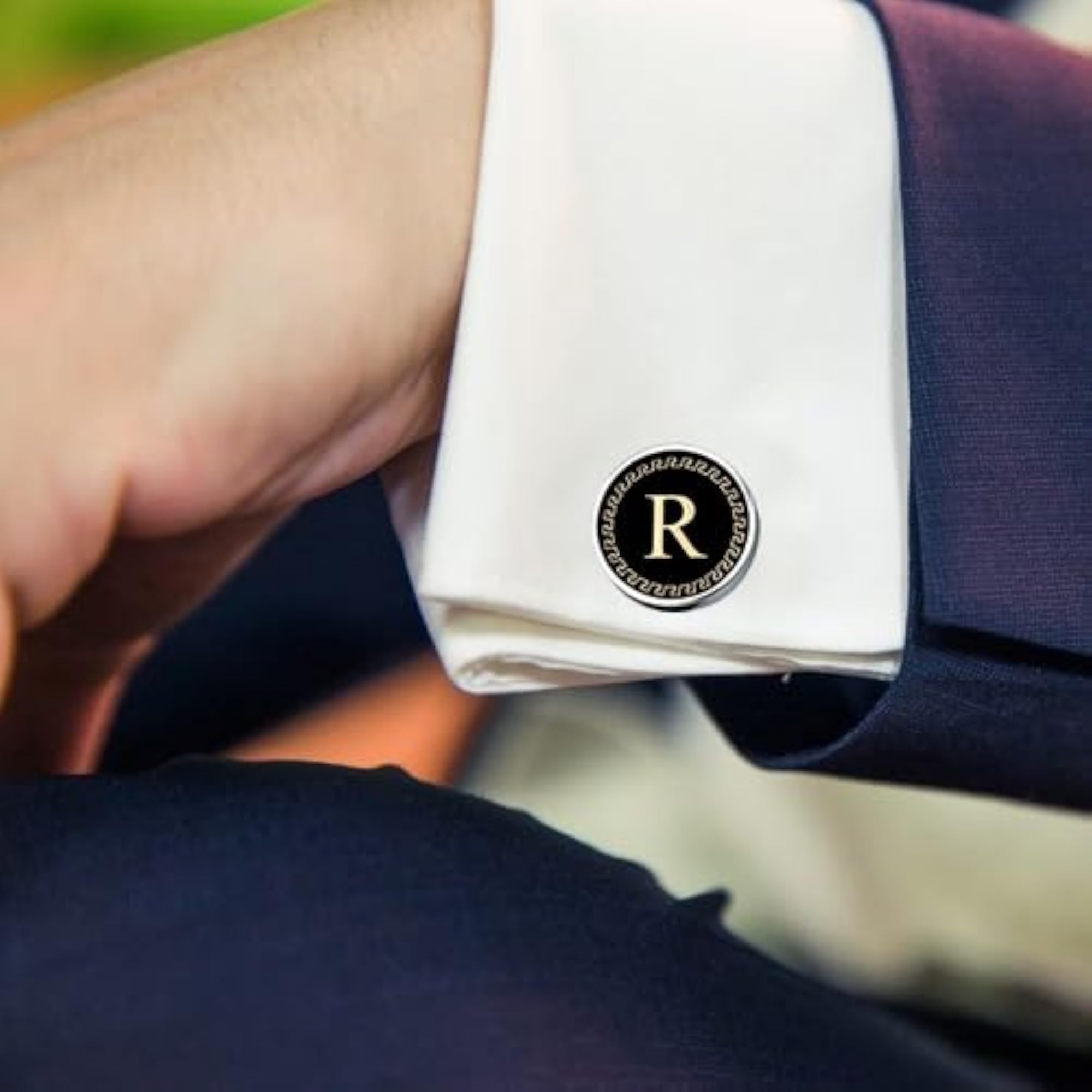Men's Formal Stainless Steel Alphabet Cufflinks, Gift for Him
