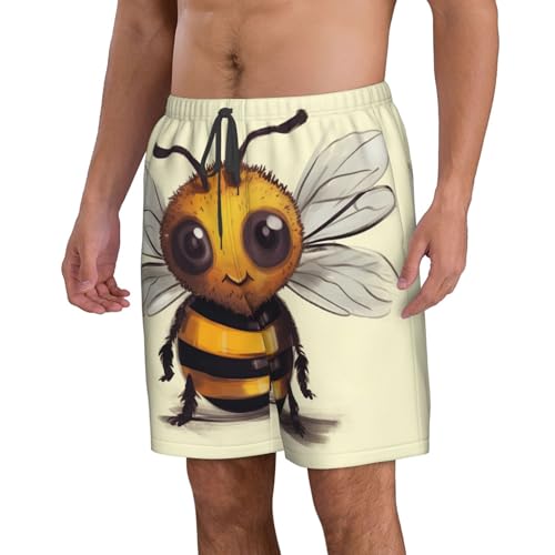 Men's Swim Trunks Quick Dry Bathing Suits Cute Bee Beach Board Shorts Swimwear with Pockets2
