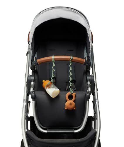 Image of Fun Strap - Toy Safety Strap, Food-Grade Stretchable Silicone, No More Toys, Bottle and Pacifier Floor Drop from Stroller, car seat and highchair. 2-Pack (Cambridge Blue)