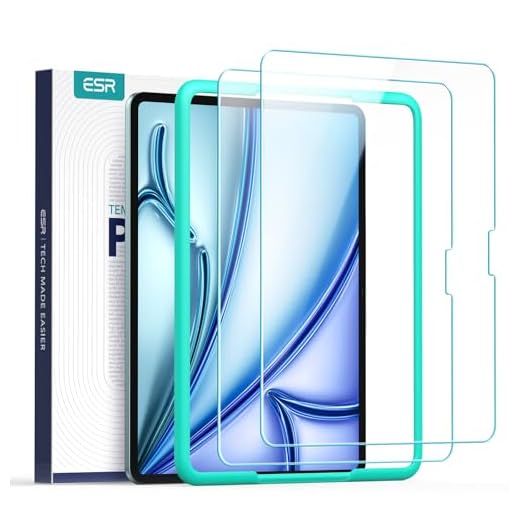 ESR 2 Pack Screen Protector for iPad Air 11 Inch M3/M2 (7th/6th Generation, 2025/2024), 9H Tempered Glass Film Guard with Alignment Frame, Anti-Scratch, Bubble Free, HD Clarity, Apple Pencil Compatible