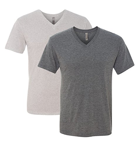 Next Level Triblend Vee Tee, Vintage Black + Premium Heather (2 Pack), Medium