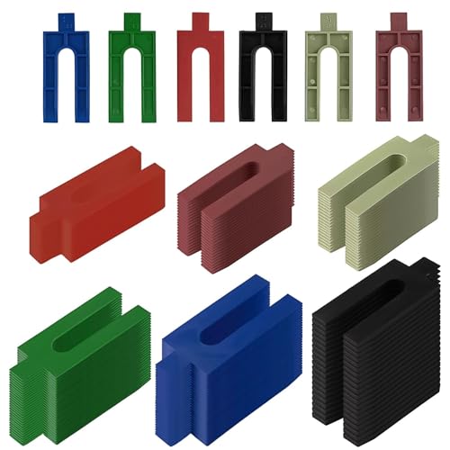 LNSYSNS Entretoise Plastique 76 x 33 mm, 150 Pièces de Cales en Plastique, 6 Épaisseurs Différentes (1, 2, 3, 4, 5, 6 mm), 6 Couleurs de Cale Plaque
