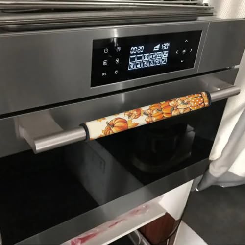 Image of Fall Refrigerator Handle Covers Set of 6 Pumpkin Bow Kitchen Appliance Handle Covers Non-Slip Washable Fridge Door Handle Protector, Keep Off Fingerprints,Food Stains