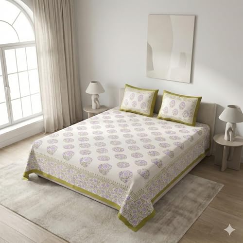 Image of Skin Friendly bedsheet Double Size Bed Cotton bedsheets for Double Size Bed, 1 Double Size bedsheet Cotton with Pillow Cover Set of 2 | 240 TC Soft Bed Sheet Double Size