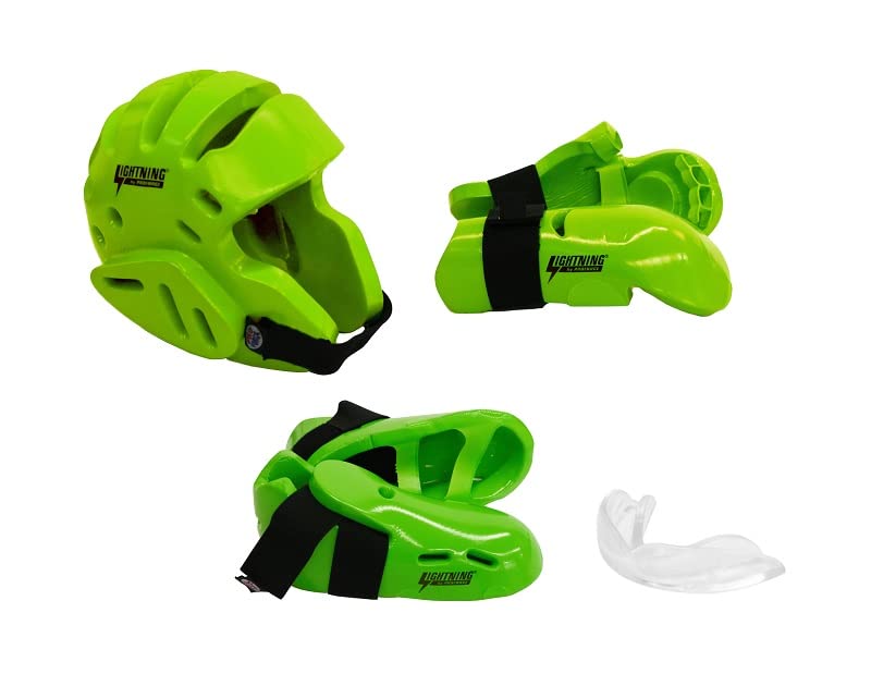 Lightning NEON Green Karate Sparring Gear Package Deal - Chose Your Sizes You Must Tell US The Sizes. Email us
