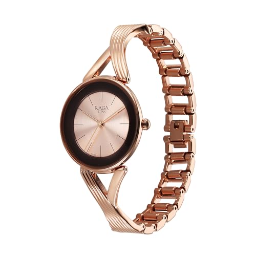 Image of Titan Raga Chic Quartz Analog Rose Gold Dial Metal Strap Watch for Women-2698WM01